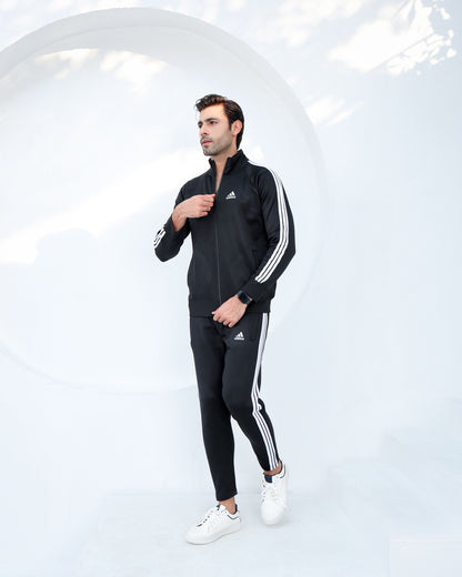 Men's black tril-line tracksuit