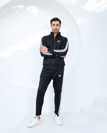 Black tril-line tracksuit