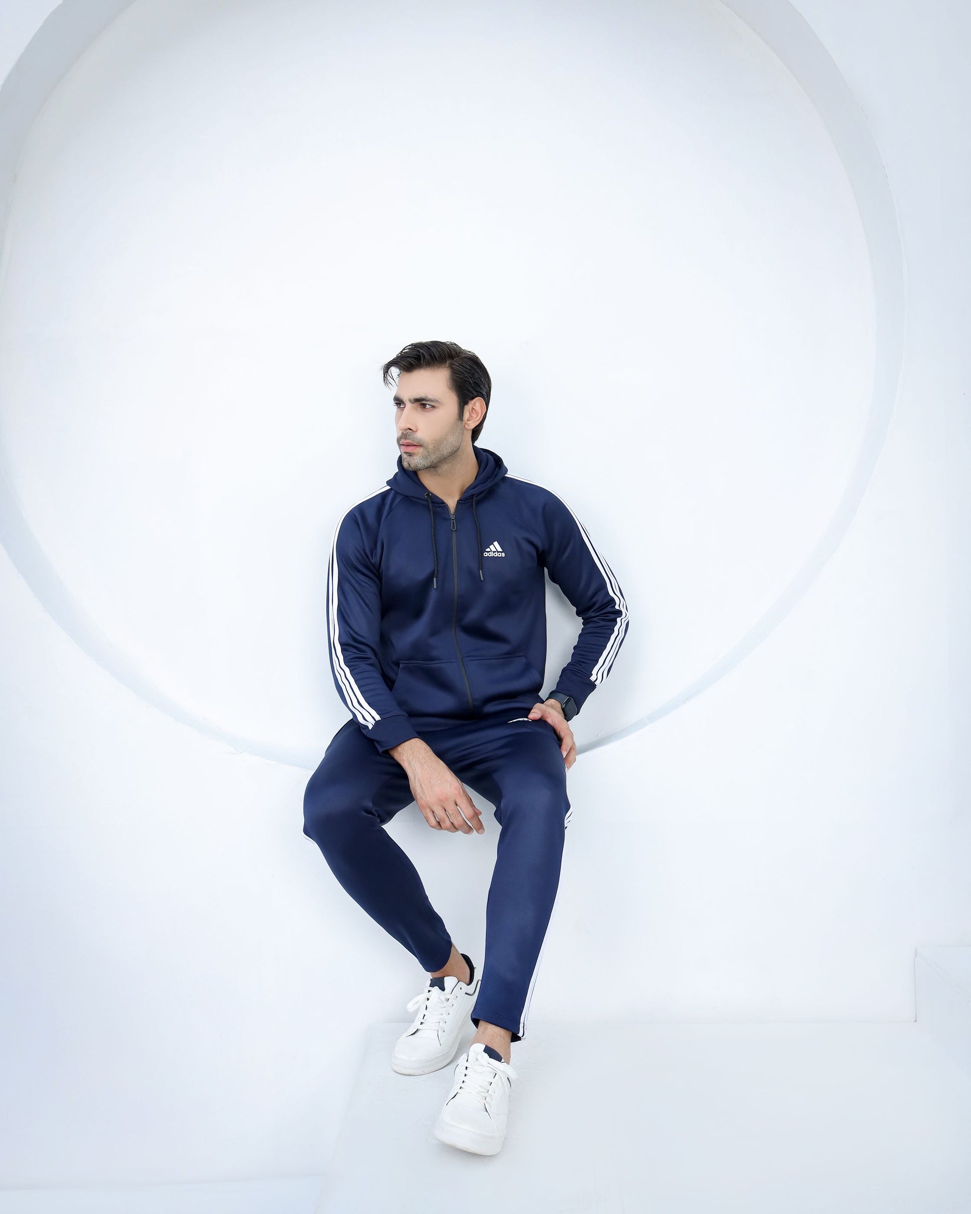 Blue zipper tracksuit winter